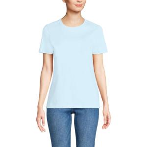 Lands’ End Women’s Relaxed American-Grown Supima Cotton Crew Neck T-Shirt(Soft Ice Blue)