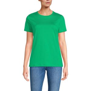 Lands’ End Women’s Relaxed American-Grown Supima Cotton Crew Neck T-Shirt(Vibrant Clover)