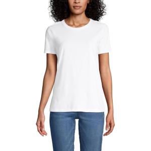 Lands’ End Women’s Relaxed American-Grown Supima Cotton Crew Neck T-Shirt(White)