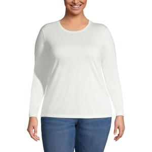 Lands’ End Women’s Relaxed American-Grown Supima Cotton Long Sleeve Crew Neck T-Shirt(Ivory)