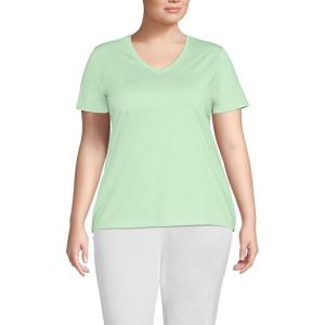 Lands’ End Women’s Relaxed American-Grown Supima Cotton V-Neck T-Shirt(Icy Mint Green)