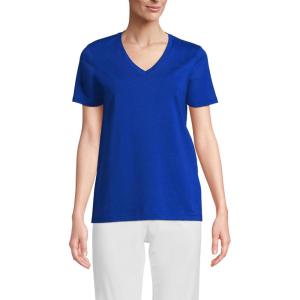 Lands’ End Women’s Relaxed American-Grown Supima Cotton V-Neck T-Shirt(Sapphire Gem Blue)