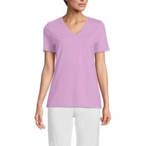 Lands’ End Women’s Relaxed American-Grown Supima Cotton V-Neck T-Shirt(Wild Lilac)