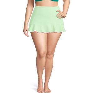 Lands’ End Women’s Ruffle Hem Mini Swim Skirt(Icy Mint/White)