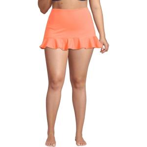 Lands’ End Women’s Ruffle Hem Mini Swim Skirt(Papaya Orange)