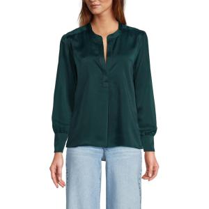 Lands’ End Women’s Satin Popover Shirt(Deep Forest)
