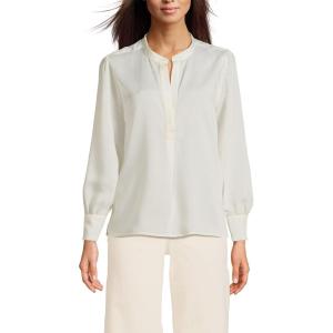 Lands’ End Women’s Satin Popover Shirt(Ivory)