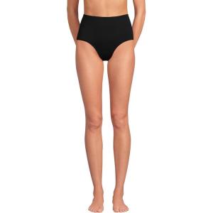 Lands’ End Women’s Sculpting Suit Chlorine Resistant Targeted Control Retro High Waisted Bikini Swim Bottoms(Black)