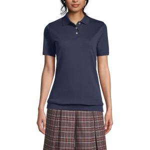 Lands’ End Women’s Short Sleeve Banded Bottom Polo Shirt(Classic Navy)