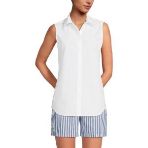 Lands’ End Women’s Sleeveless No Iron Shirt(White)