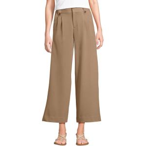 Lands’ End Women’s Soft Polish High Rise Wide Leg Crop Pants(Rich Camel)