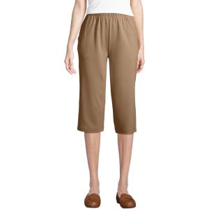 Lands’ End Women’s Sport Knit High Rise Elastic Waist Capri Pants(Rich Camel)