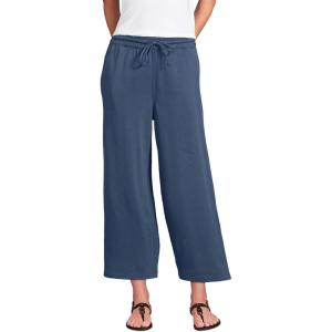 Lands’ End Women’s Sport Knit Pull On Drawstring Wide Leg Crop Pants(Nightfall Blue)