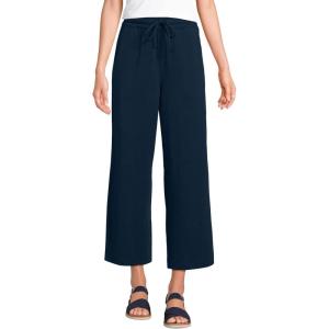 Lands’ End Women’s Sport Knit Pull On Drawstring Wide Leg Crop Pants(Radiant Navy)