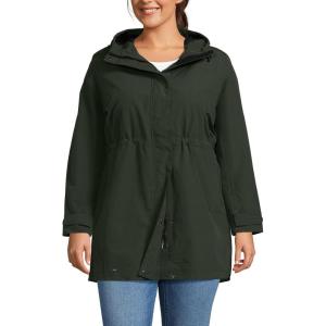 Lands’ End Women’s Squall Waterproof Hooded Raincoat(Darkest Olive)