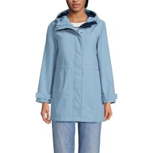 Lands’ End Women’s Squall Waterproof Hooded Raincoat(Pale Slate Blue)
