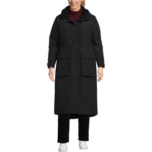 Lands’ End Women’s Squall Waterproof Insulated Winter Stadium Coat(Black)