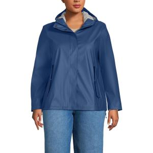 Lands’ End Women’s Squall Waterproof Rain Slicker Jacket(Light Indigo Blue)