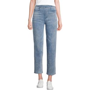 Lands’ End Women’s Starfish High Rise Knit Denim Straight Crop Jeans(Light Brook)