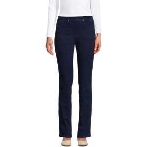 Lands’ End Women’s Starfish High Rise Knit Denim Straight Jeans(Dark Indigo)