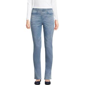 Lands’ End Women’s Starfish High Rise Knit Denim Straight Jeans(Light Brook)