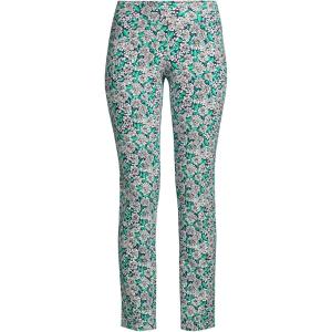 Lands’ End Women’s Starfish Mid Rise Slim Leg Pants(Deep Sea Navy Dotted Floral)