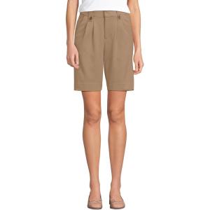 Lands’ End Women’s Stretch Poly Rayon High Rise Pleated 10″ Shorts(Rich Camel)