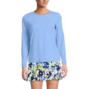 Lands’ End Women’s Sunshade UPF 50 Long Sleeve Relaxed Rash Guard(Clear Blue Sky)