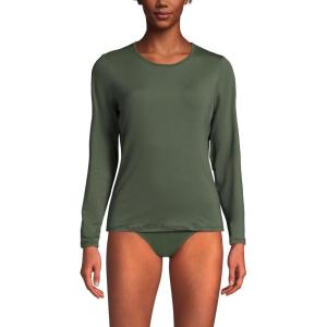 Lands’ End Women’s Sunshade UPF 50 Long Sleeve Relaxed Rash Guard(Rich Olive Greens)
