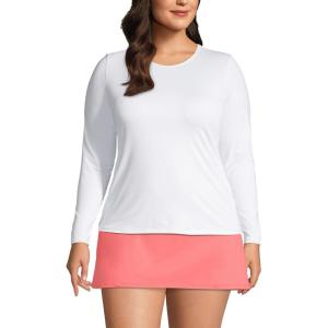 Lands’ End Women’s Sunshade UPF 50 Long Sleeve Relaxed Rash Guard(White)