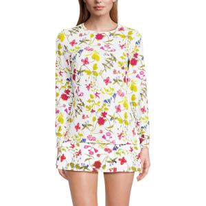 Lands’ End Women’s Sunshade UPF 50 Long Sleeve Relaxed Rash Guard(White Multi Garden Floral)