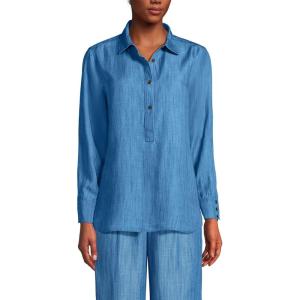 Lands’ End Women’s Tencel Fibers Twill Popover Shirt(Soft Indigo)