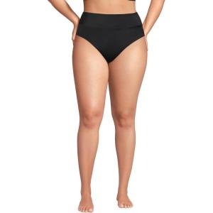 Lands’ End Women’s Tugless High Waisted Bikini Bottoms(Black)
