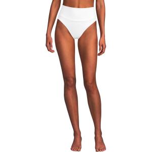Lands’ End Women’s Tugless High Waisted Bikini Bottoms(White)