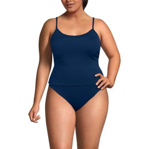Lands’ End Women’s Tugless Quickdry Adjustable Strappy Back Tankini Top(Deep Sea Navy)
