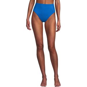 Lands’ End Women’s Tugless Quickdry High Waisted High Leg Bikini Bottoms(Bright Cobalt Blue)