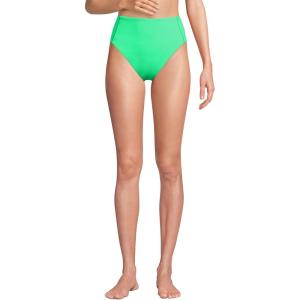 Lands’ End Women’s Tugless Quickdry High Waisted High Leg Bikini Bottoms(Crisp Mint)
