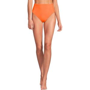 Lands’ End Women’s Tugless Quickdry High Waisted High Leg Bikini Bottoms(Neon Tangerine)