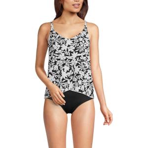 Lands’ End Women’s Tulip Hem Tankini Top(Black Havana Floral)