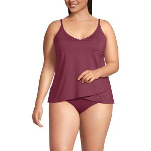 Lands’ End Women’s Tulip Hem Tankini Top(Burgundy Spritz)