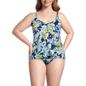Lands’ End Women’s Tulip Hem Tankini Top(Deep Sea Navy Multi Floral)