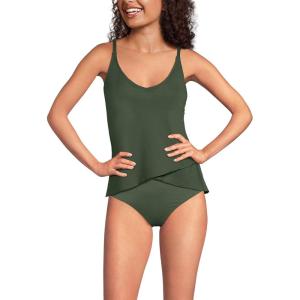 Lands’ End Women’s Tulip Hem Tankini Top(Rich Olive Green)
