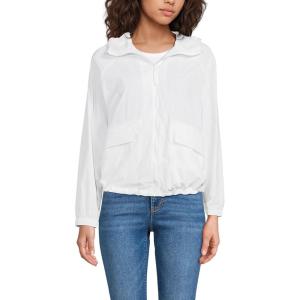 Lands’ End Women’s UPF Packable Hooded Windbreaker Jacket(White)