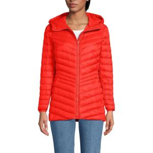 Lands’ End Women’s Ultralight Packable Down Jacket(Sunset Poppy)