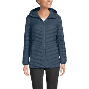 Lands’ End Women’s Ultralight Packable Down Jacket(Vintage Blue)