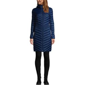 Lands’ End Women’s Ultralight Packable Long Down Coat(Deep Sea Navy)