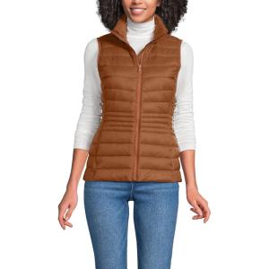 Lands’ End Women’s Wanderweight Packable Ultralight Down Vest(Rich Ginger Brown)