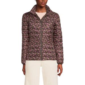Lands’ End Women’s Wanderweight Ultralight Packable Down Jacket(Rich Coffee Ikat Floral)