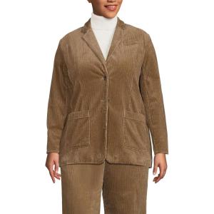 Lands’ End Women’s Wide Wale Corduroy Blazer(Dark Toffee)