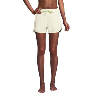 Lands’ End Women’s Woven Packable 3″ Dolphin Hem Swim Cover-up Shorts(Egret White)